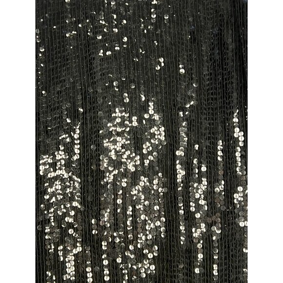 Black Fully Sequin Pencil Skirt 1X Elegant Partywear Midi Silk Loose Elastic - Picture 4 of 16